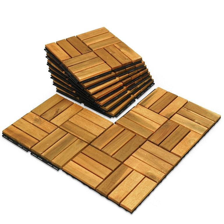 Solid Wood Deck Tiles - Box of 10, 2 Colors