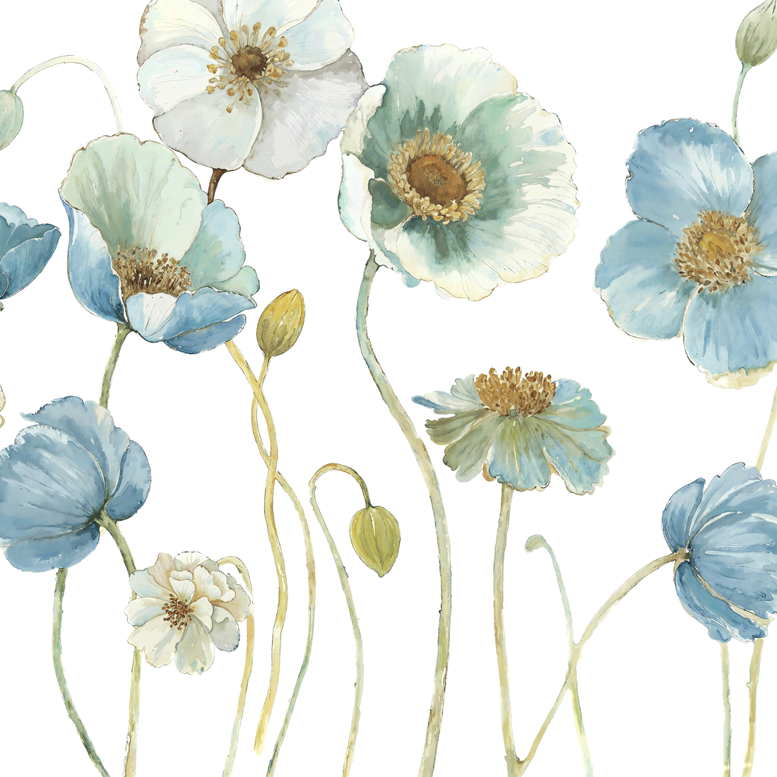 Meadow Whispers (White) Wallpaper
