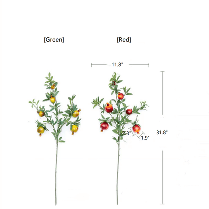Big Fruit Faux Pomegranate Stem - 32