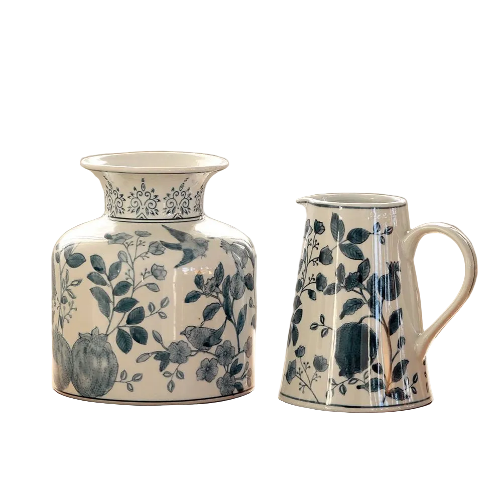 Pomegranate Hand-Painted Blue and White Porcelain Vase