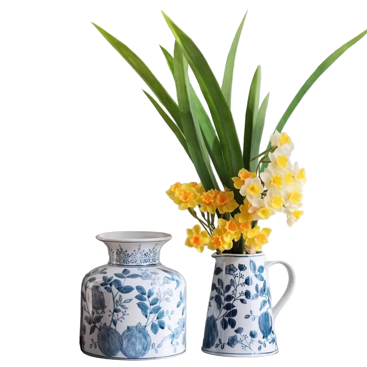 Pomegranate Hand-Painted Blue and White Porcelain Vase