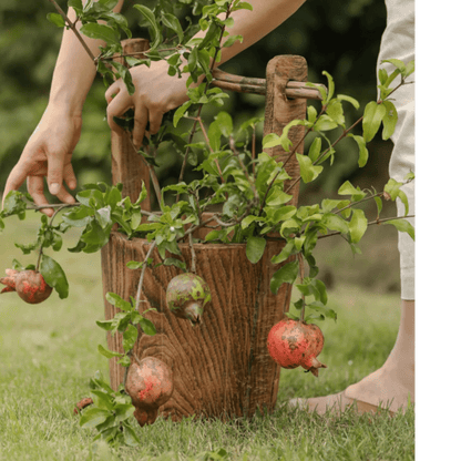 Antique-Style Wooden Round Bucket