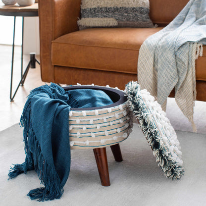 Matagami Hand Woven Stool with Mango Wood Legs