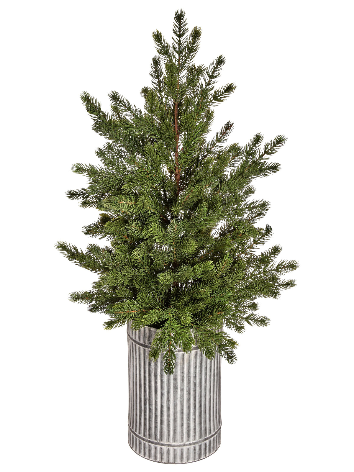 Artifical Spuce Tree in Galvanized Metal Pot - 39", 47"
