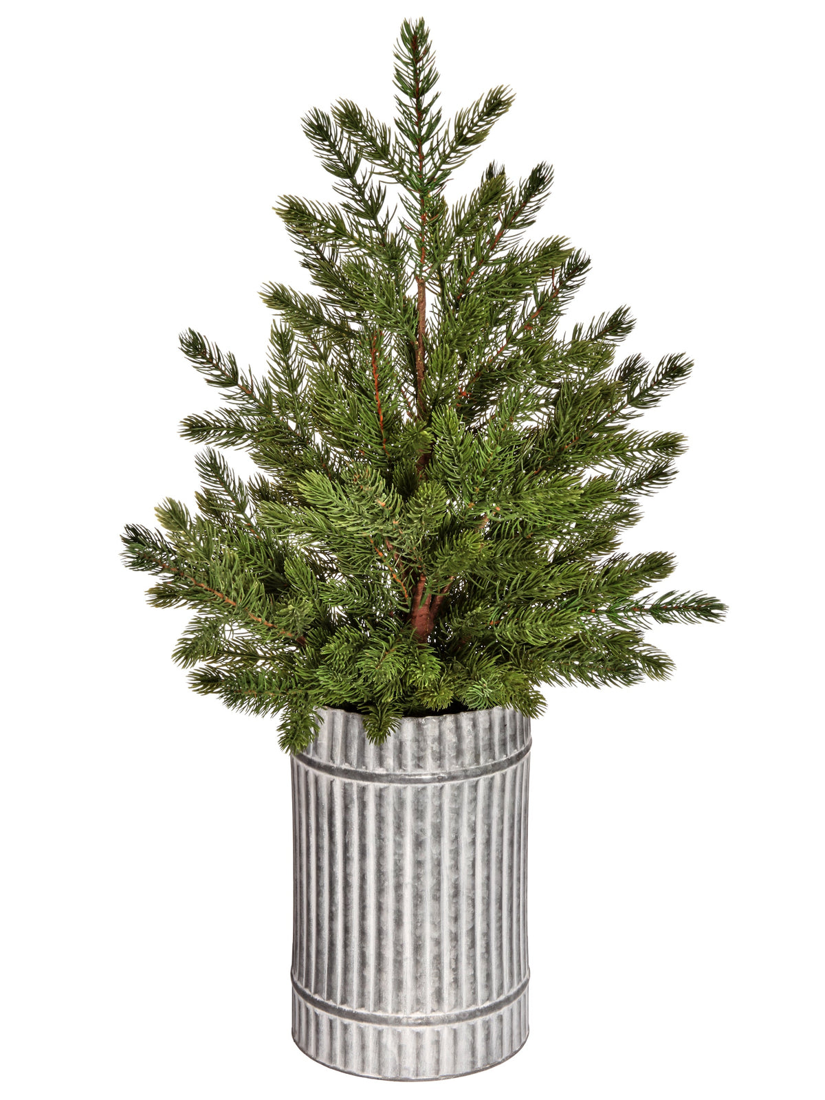 Artifical Spuce Tree in Galvanized Metal Pot - 39", 47"