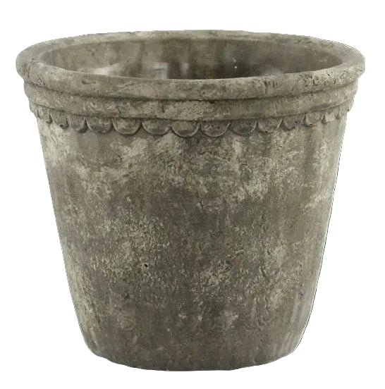 Cement Scalloped Pot 6.25"H