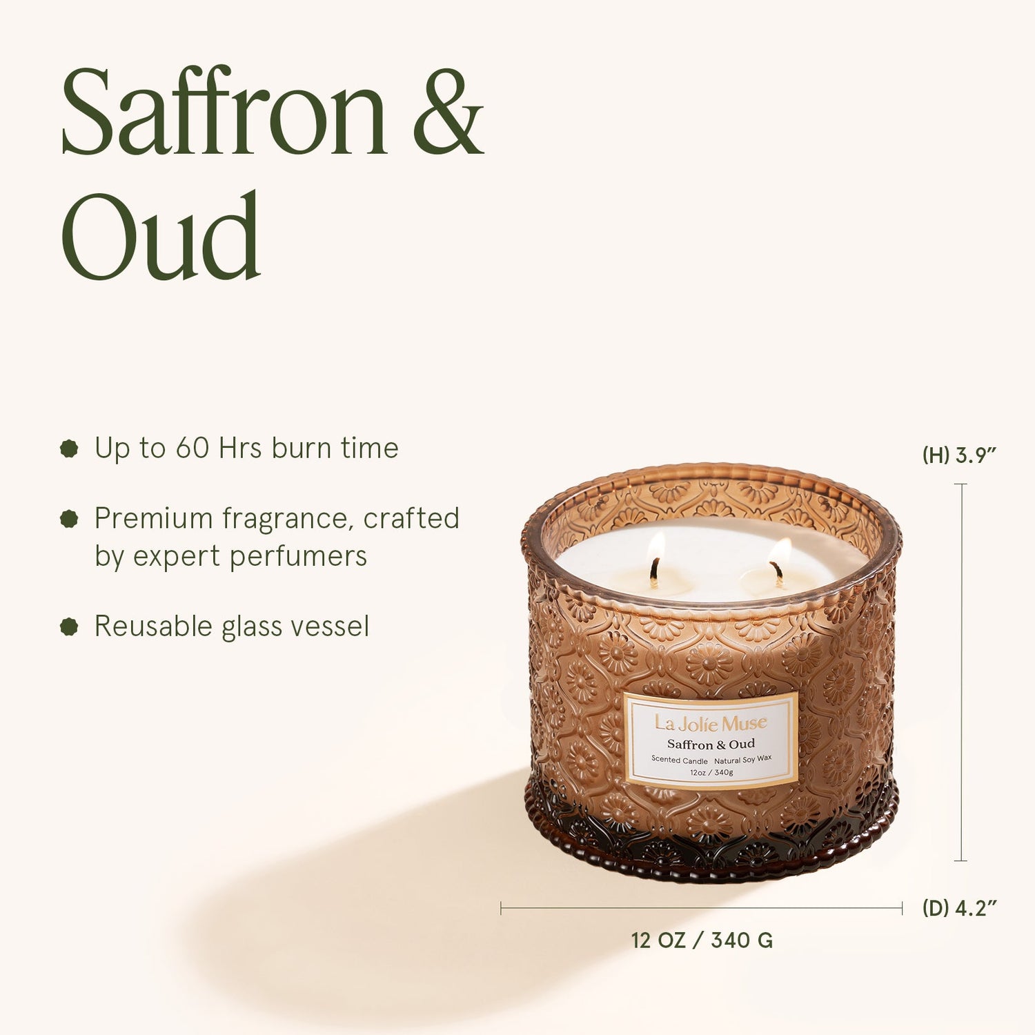 Maelyn - Saffron &amp; Oud 12oz Candle