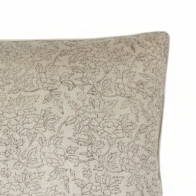 Marisa Floral Block Print Pillow Cover - Noir on Natural