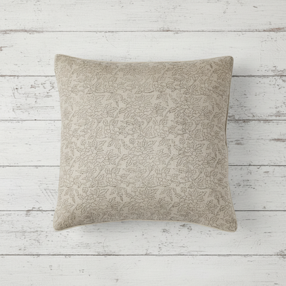 Marisa Floral Block Print Pillow Cover - Noir on Natural