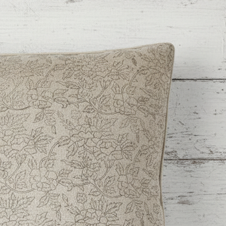Marisa Floral Block Print Pillow Cover - Noir on Natural