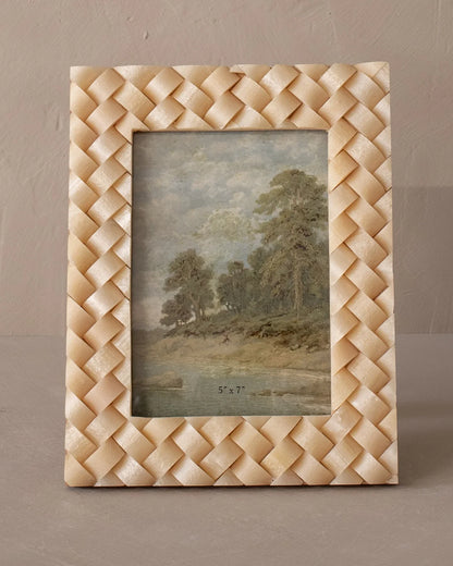 Ivory Woven Resin Picture Frame | Holds 5x7 Photo
