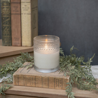 Clear Hobnail Glass 3D Flame LED Candles - 2 Sizes