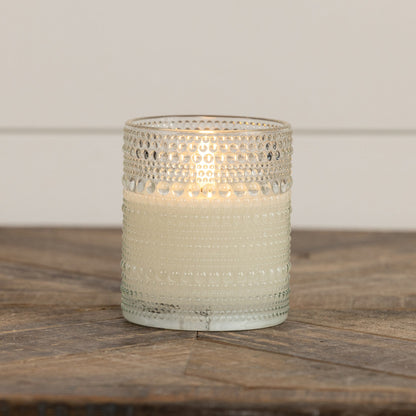 Clear Hobnail Glass 3D Flame LED Candles - 2 Sizes