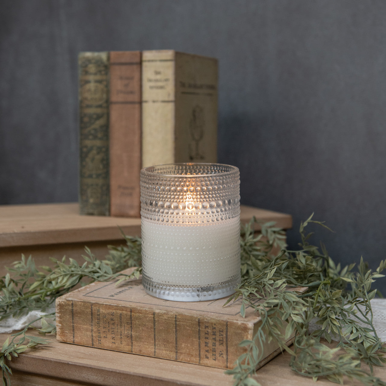 Clear Hobnail Glass 3D Flame LED Candles - 2 Sizes