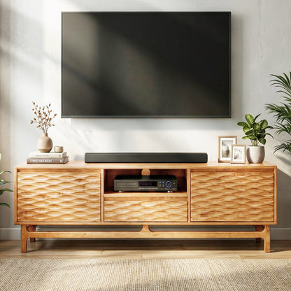 Acacia Elara Solid Wood TV Stand with Storage and Cable Management - 3 Finishes