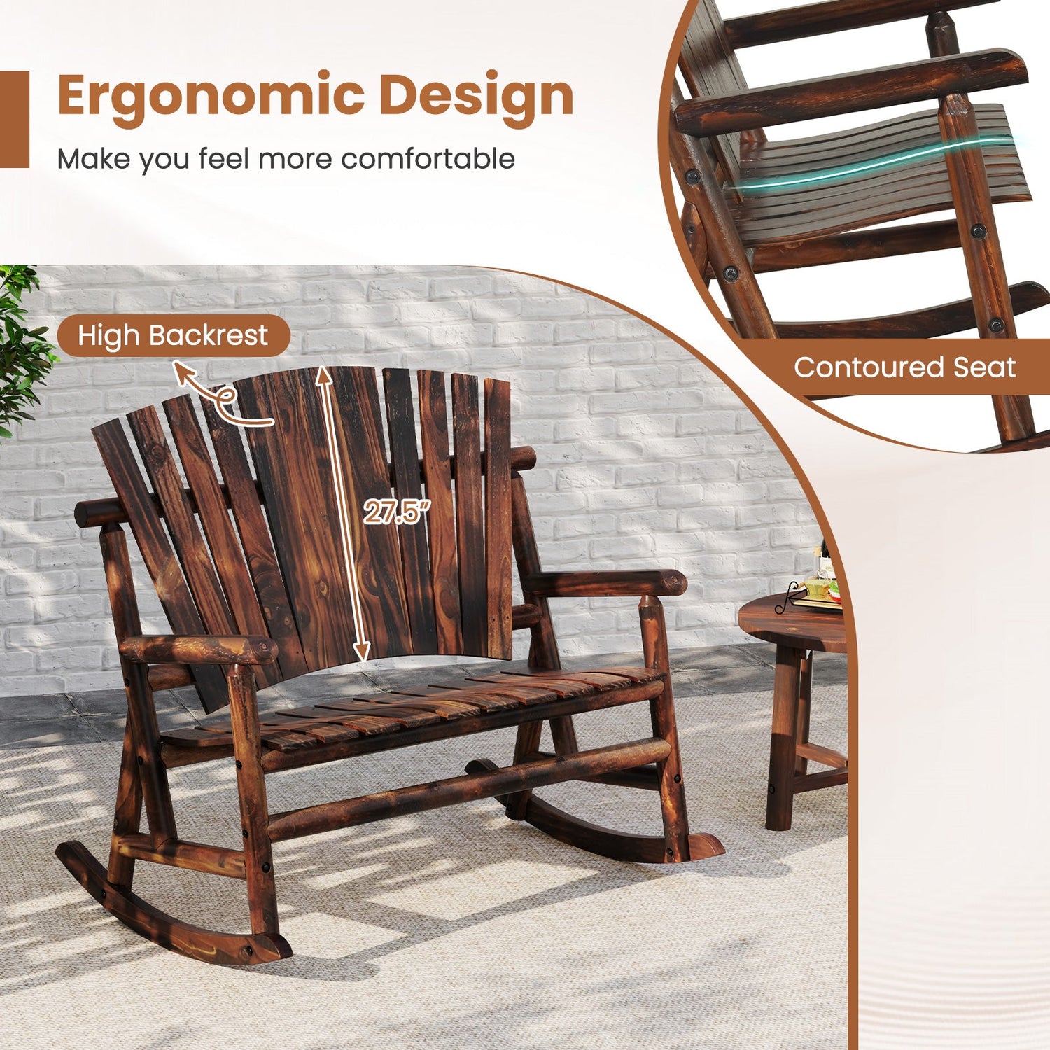 Outdoor Adirondack Double Rocking Chair