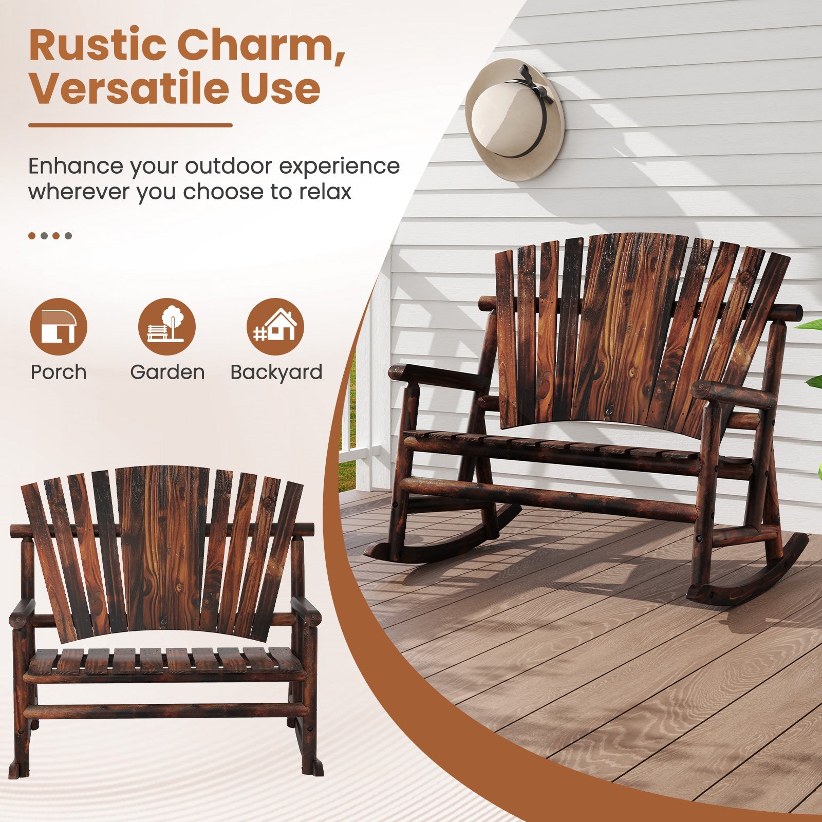 Outdoor Adirondack Double Rocking Chair