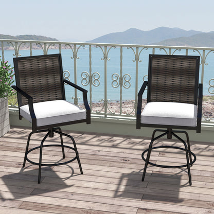 Set of 2 Outdoor Counter Height Swivel Bar Stools