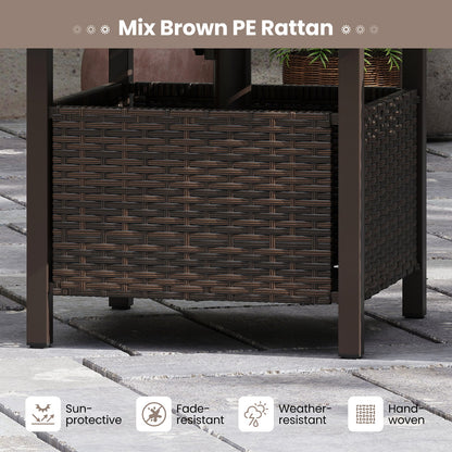 All-Weather PE Wicker Patio Table with Umbrella Hole