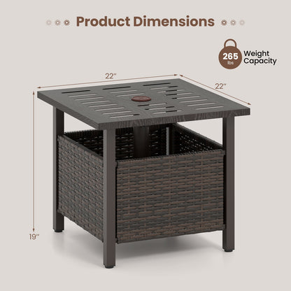 All-Weather PE Wicker Patio Table with Umbrella Hole