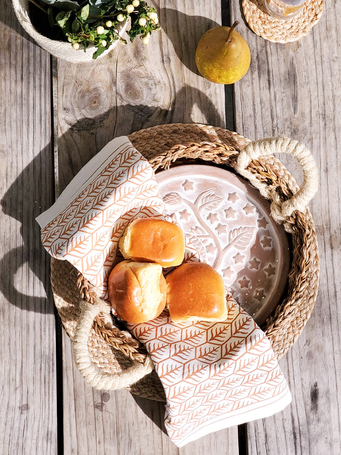 Bread Warmer &amp; Basket Gift Set with Tea Towel - Owl Round
