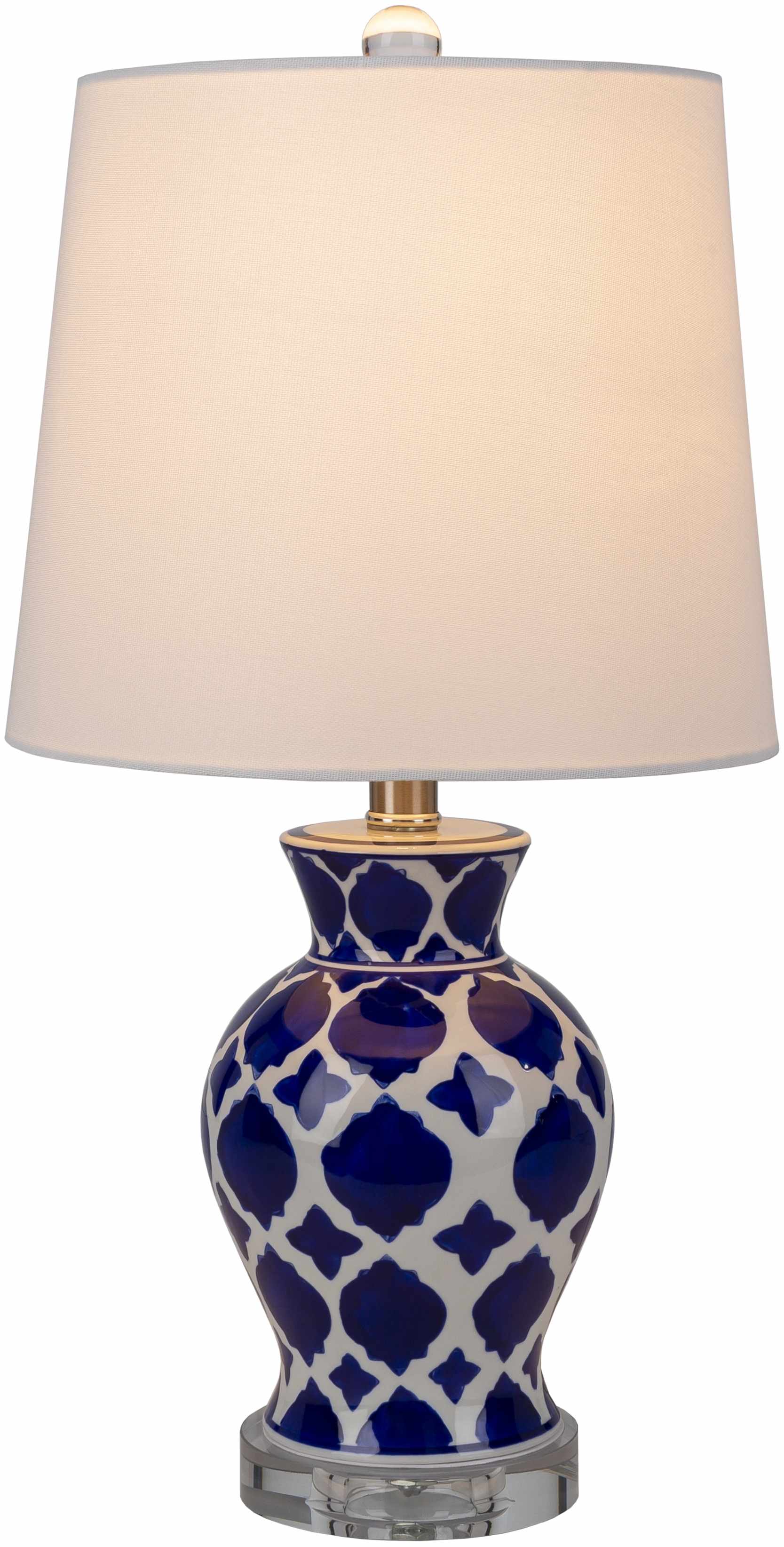 Pangian White &amp; Blue Patterned Ceramic Table Lamp