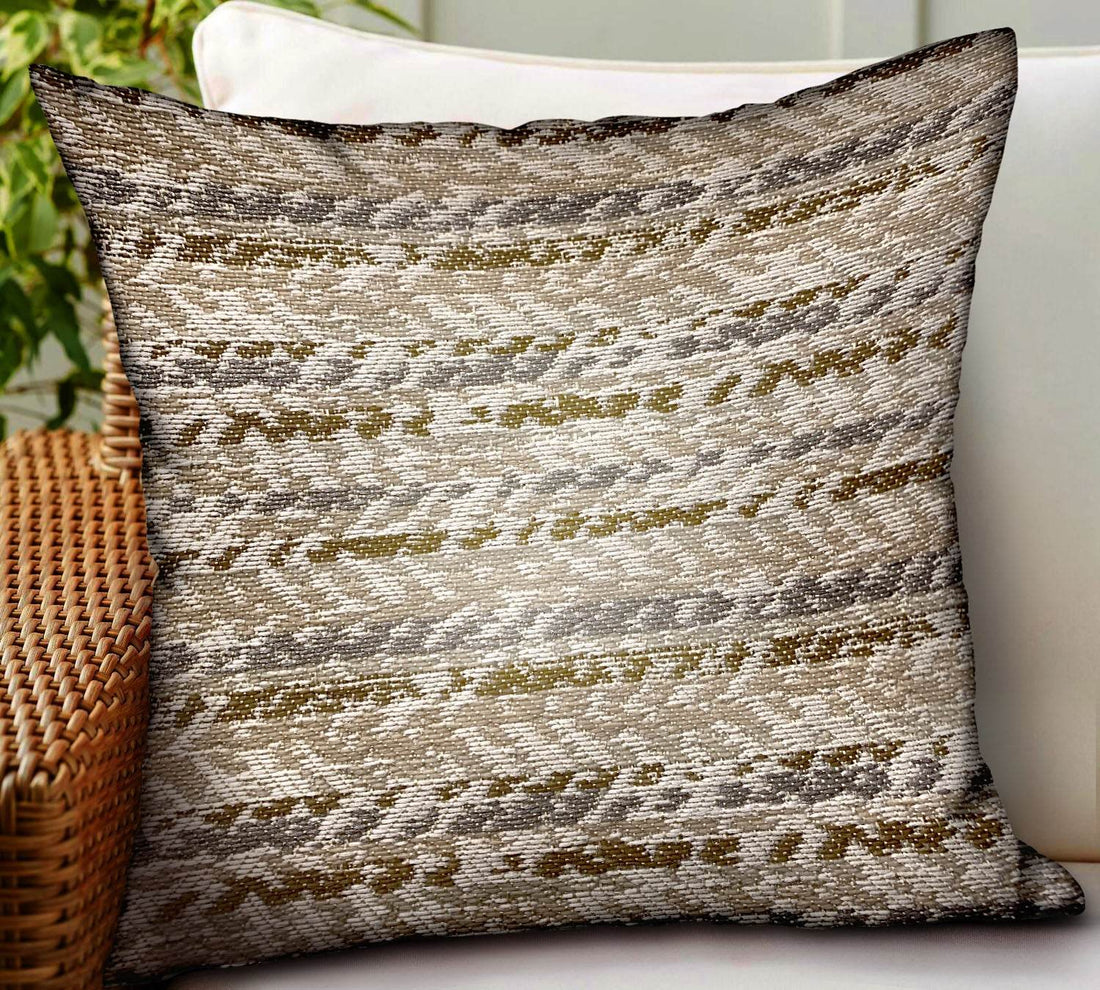 Zane Antique Brown Dobby Luxury Outdoor/Indoor Throw Pillow