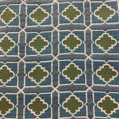 Shamrock Gem Blue, Green Geometric Luxury Outdoor/Indoor Throw Pillow