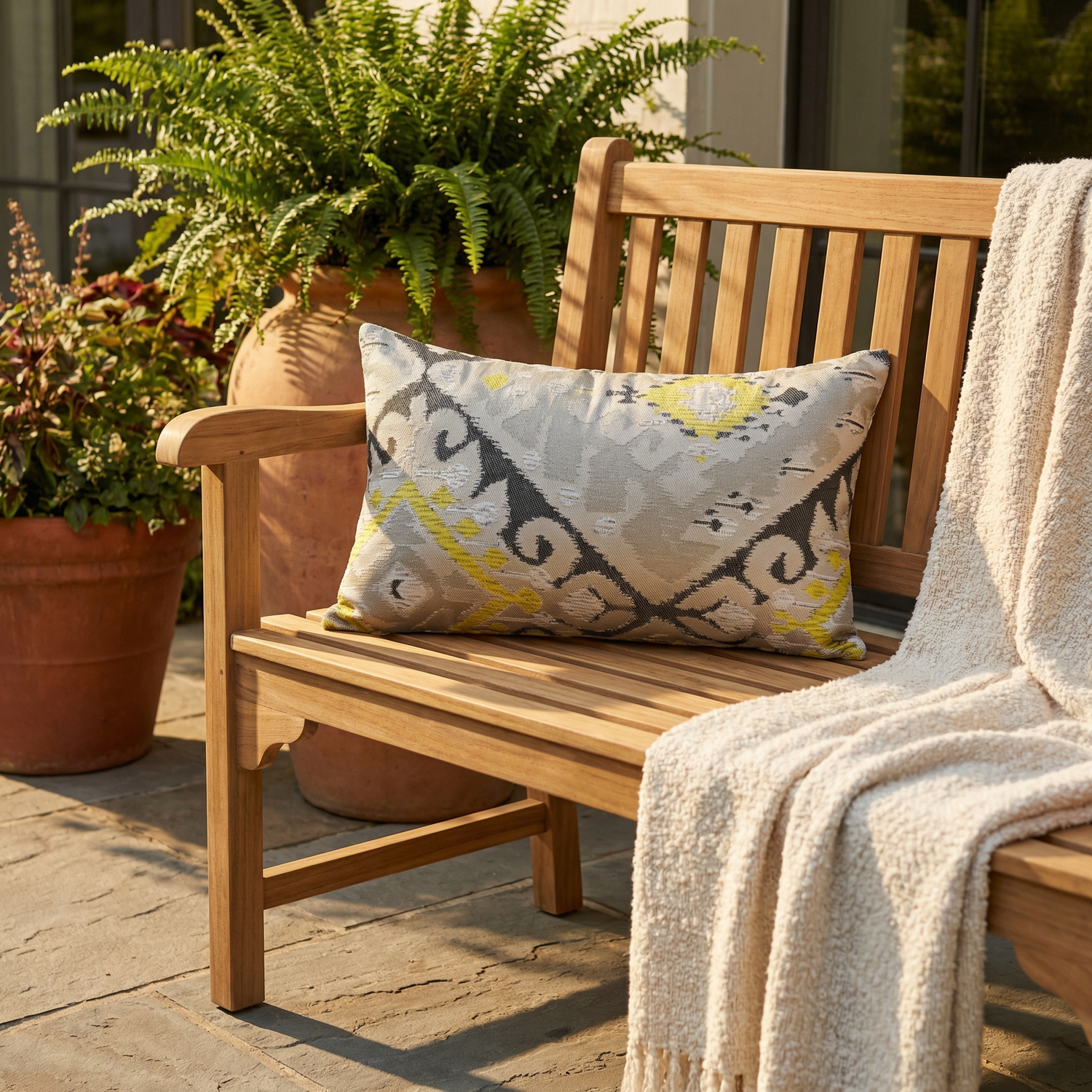 Isabis Plush Brown Ikat Luxury Outdoor/Indoor Throw Pillow