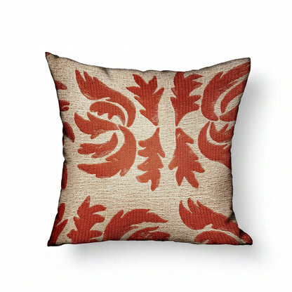 Claret Leaflet Orange Paisley Luxury Outdoor/Indoor Throw Pillow