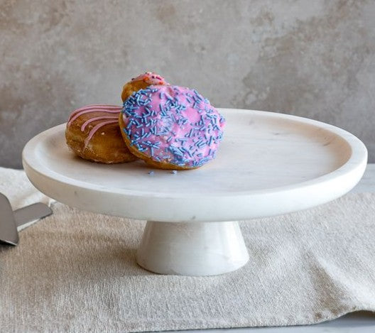 12" White Marble Cake Stand