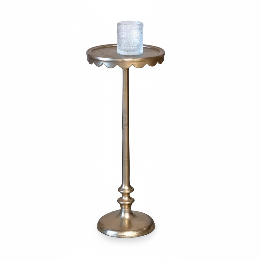 Antique Brass Scallop Edge Side Table