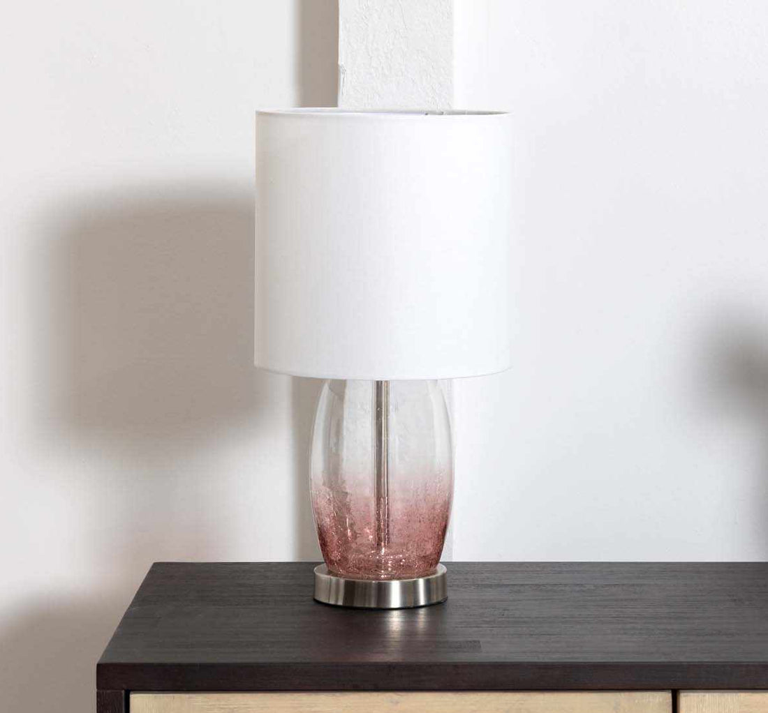 Pertek Pink/White Glass Table Lamp