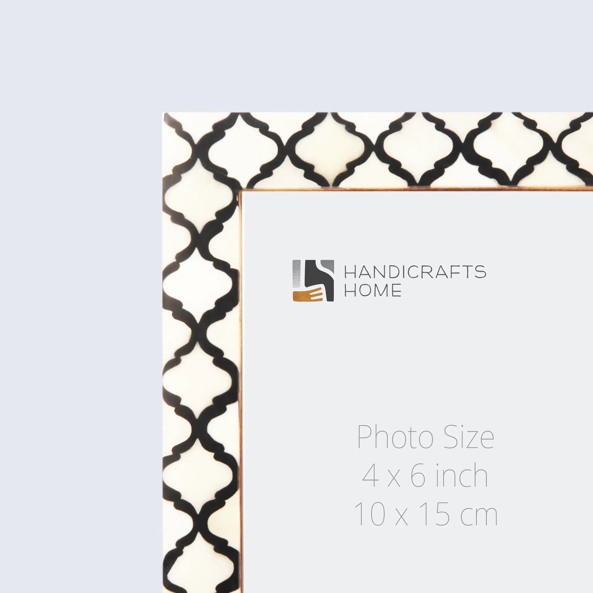 Handmade Moroccan Pattern Bone Inlay Picture Frames - Black/White
