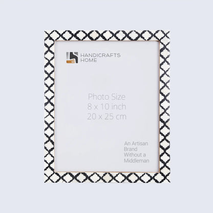 Handmade Moroccan Pattern Bone Inlay Picture Frames - Black/White