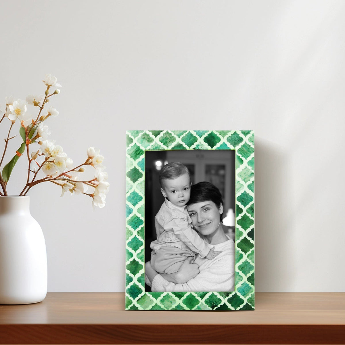 Casablanca Verde Resin Inlay Picture Frames - Set of 2