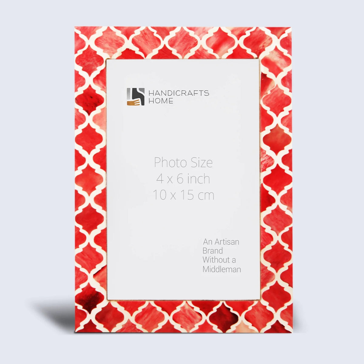 Moroccan Pattern Bone &amp; Resin Inlay Frame - Red