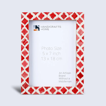 Moroccan Pattern Bone &amp; Resin Inlay Frame - Red