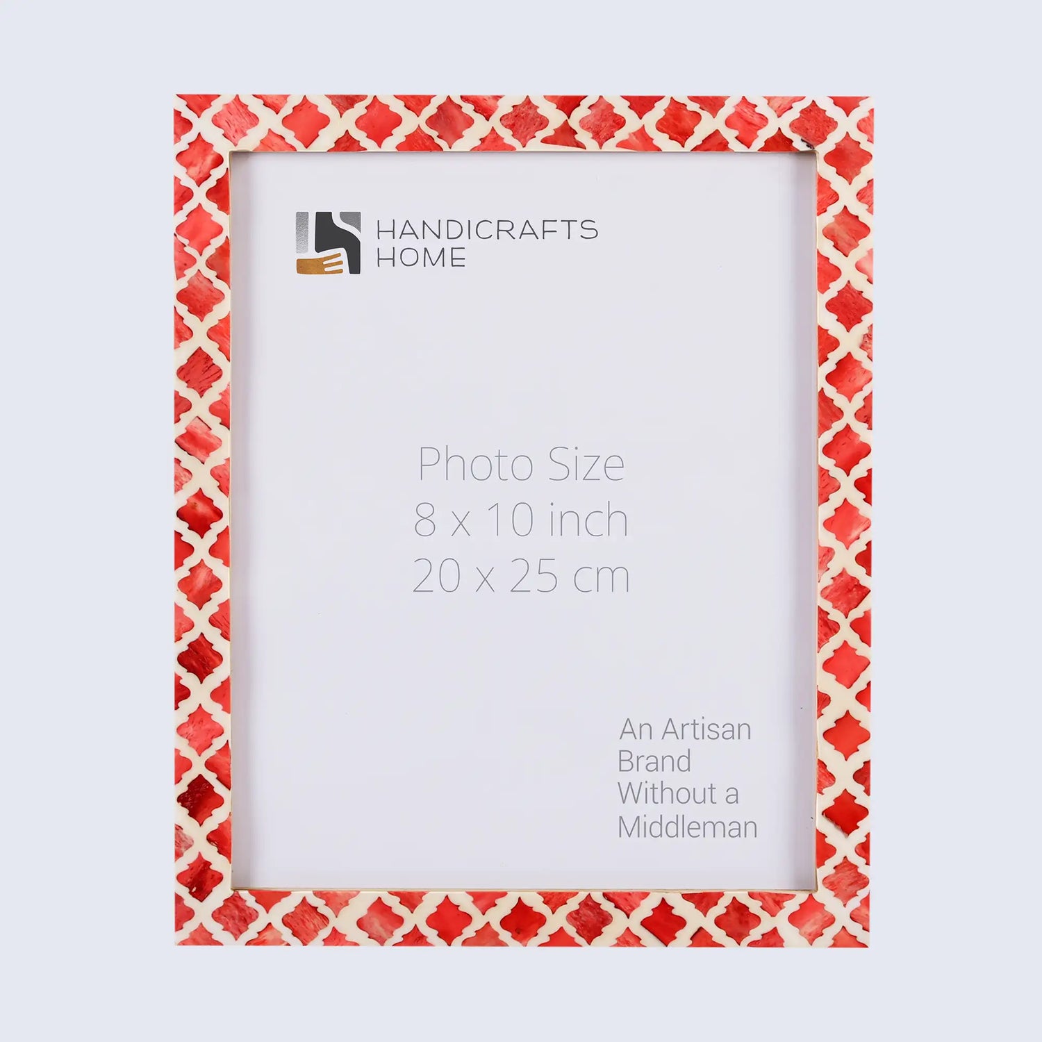 Moroccan Pattern Bone &amp; Resin Inlay Frame - Red