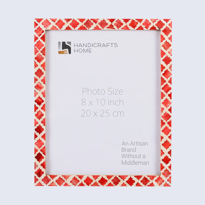 Moroccan Pattern Bone &amp; Resin Inlay Frame - Red