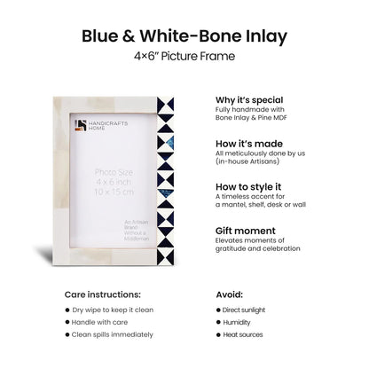 Handmade Indigo Mosaic Bone Inlay Frame