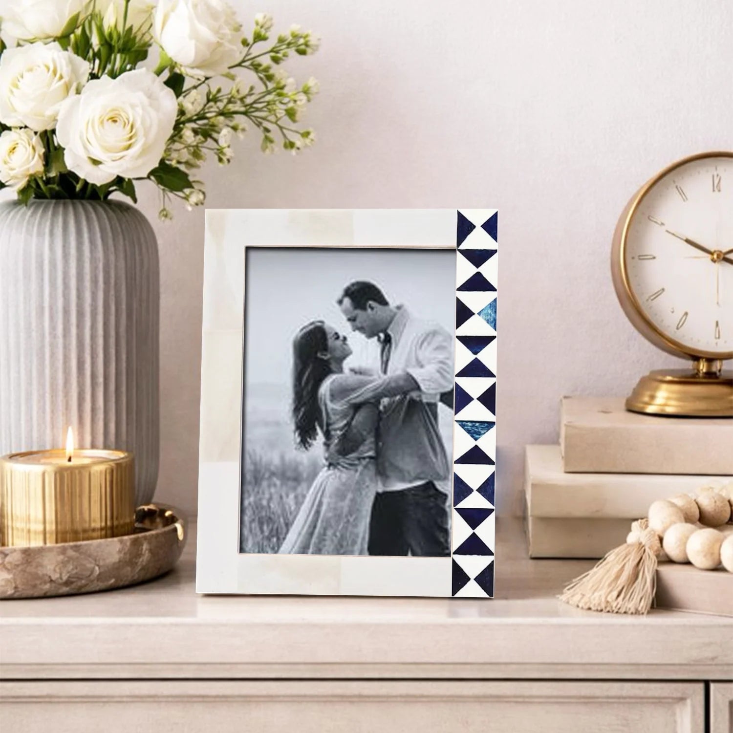 Handmade Indigo Mosaic Bone Inlay Frame