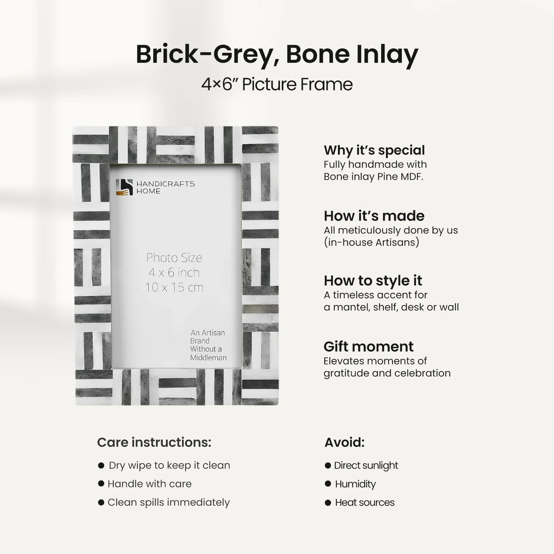 Brick Pattern Bone Inlay Picture Frames - Black/White