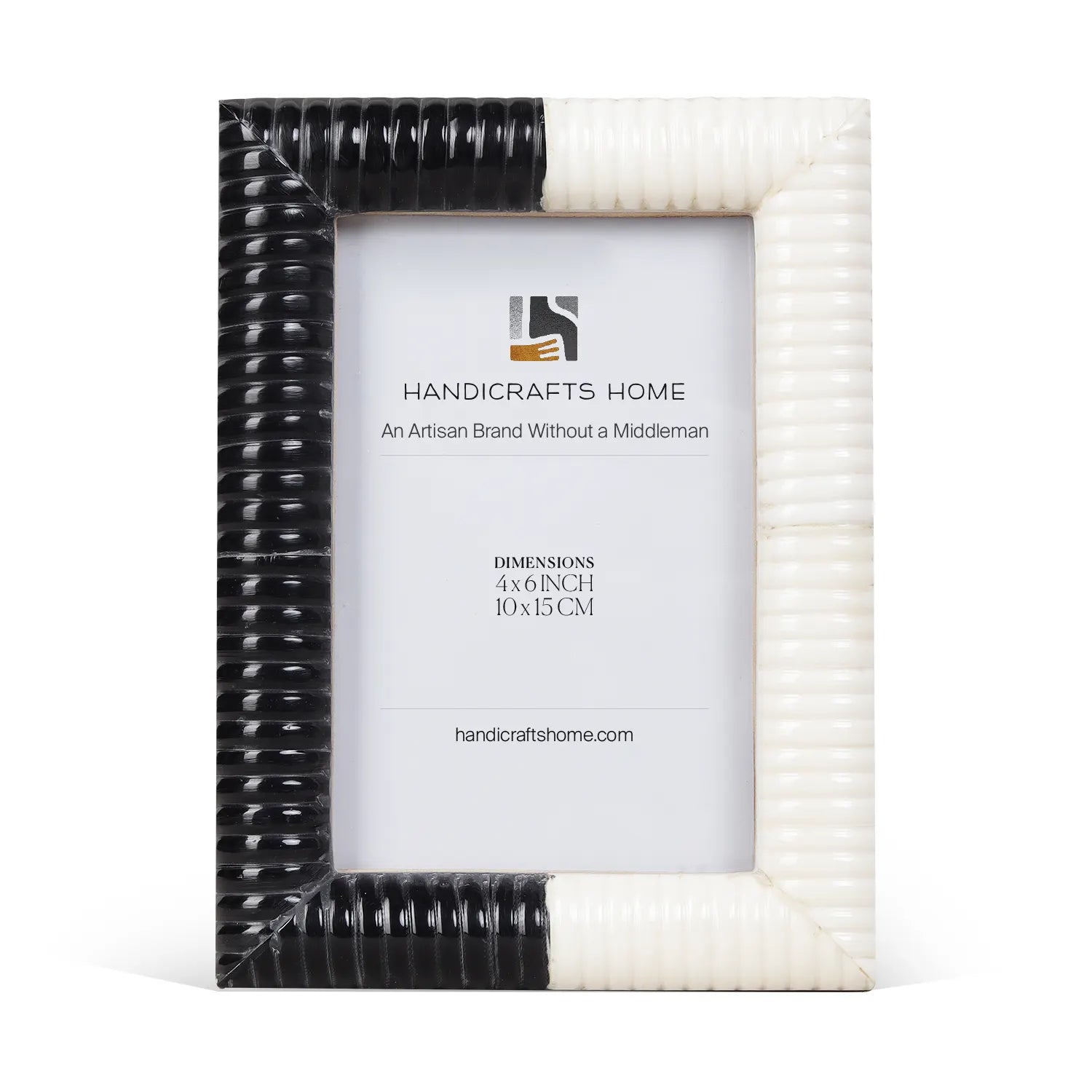 Hand Carved Ridge Picture Frame - Black &amp; White
