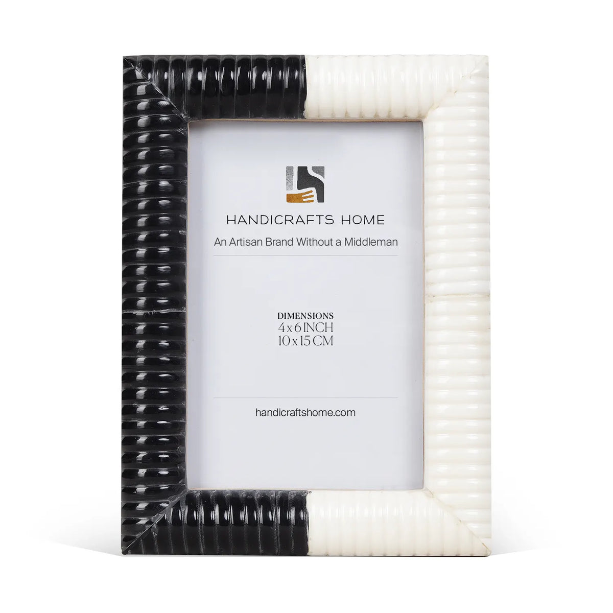 Hand Carved Ridge Picture Frame - Black &amp; White