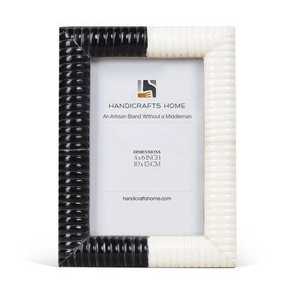 Hand Carved Ridge Picture Frame - Black &amp; White