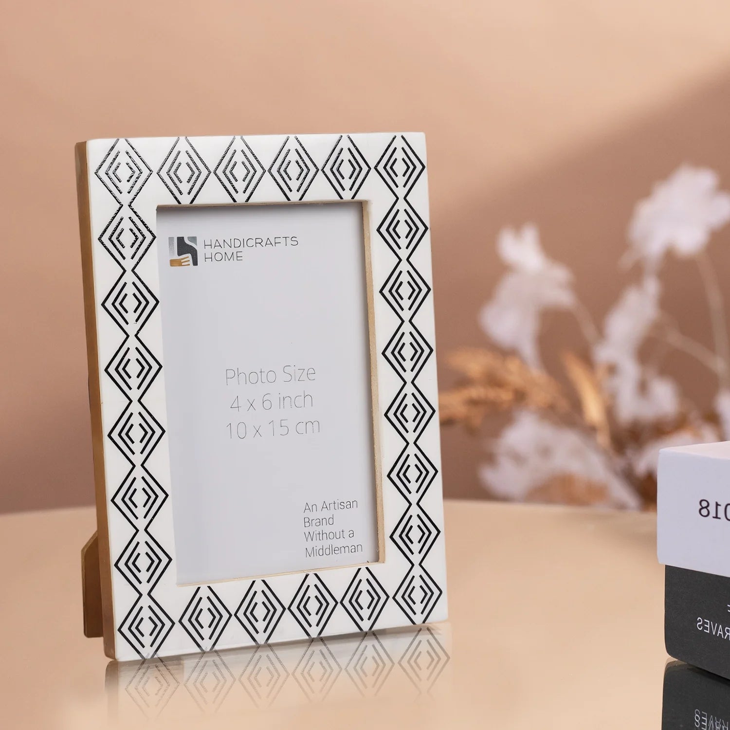Handmade Tribal Pattern Picture Frame- White