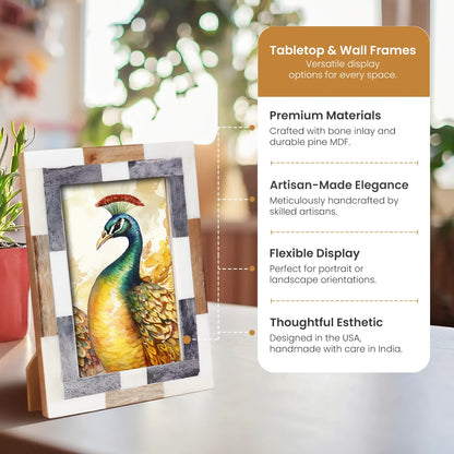 Picture Frame Woodstrip Tile Collection Wood &amp; Bone Inlay Multi – 4x6 &amp; 5x7"