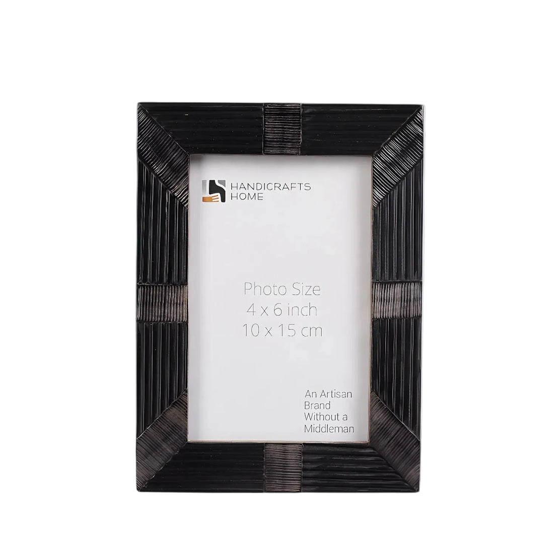 Handcrafted Shagrin Horn Inlay Picture Frame in Black