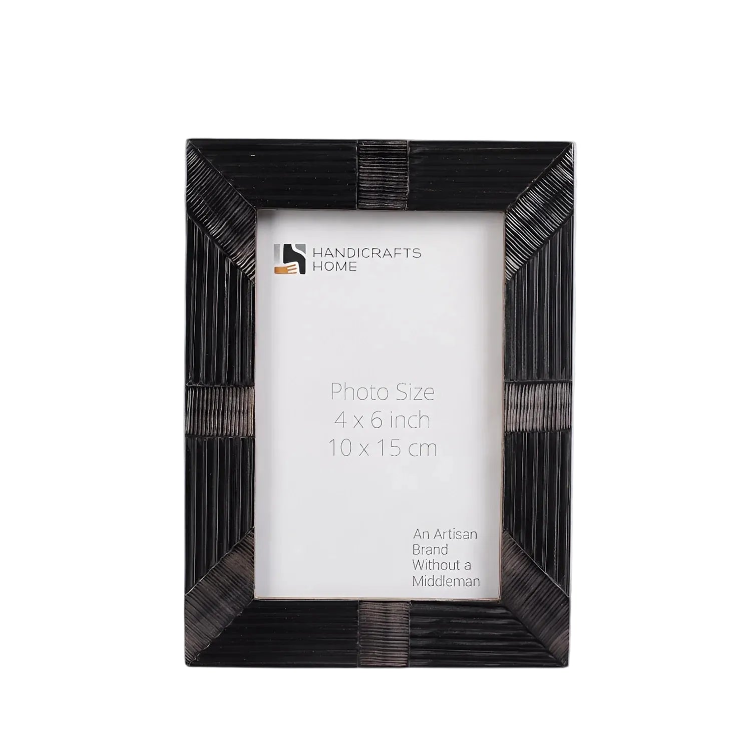 Handcrafted Shagrin Horn Inlay Picture Frame in Black